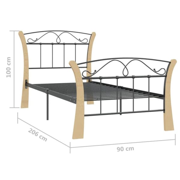 vidaXL Sängynrunko musta metalli 90x200 cm