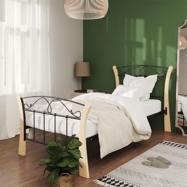 vidaXL Sängynrunko musta metalli 90x200 cm