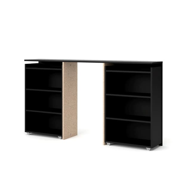 Nada sänggavel 140 cm med 4 hyllor svart matt.