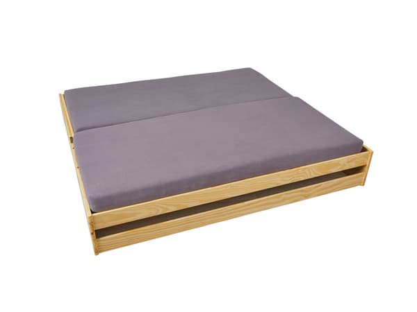 Lotved seng 90x200 cm, 3 sovepladser natur.