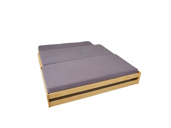 Lotved seng 90x200 cm, 3 sovepladser natur.
