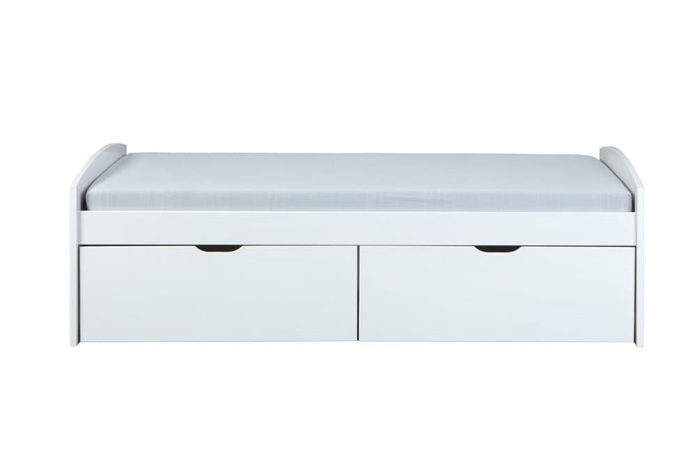 Eira säng 90x200 cm med 2 lådor mjölkvit lackerad.