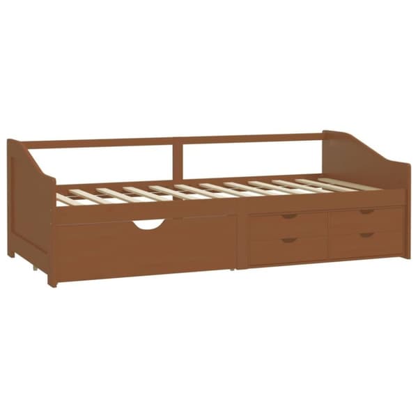vidaXL Päivävuode 3-istuttava laatikoilla hunajanrusk. mänty 90x200 cm