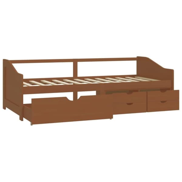 vidaXL Päivävuode 3-istuttava laatikoilla hunajanrusk. mänty 90x200 cm