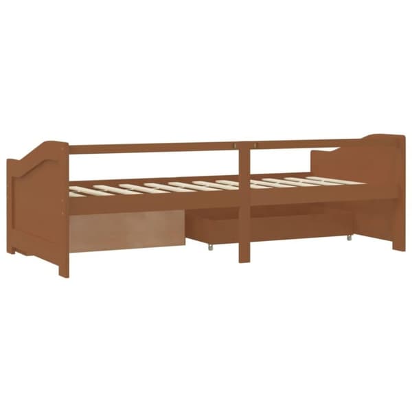 vidaXL Päivävuode 3-istuttava laatikoilla hunajanrusk. mänty 90x200 cm