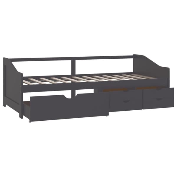 vidaXL Päivävuode 3-istuttava laatikoilla harmaa täysi mänty 90x200 cm