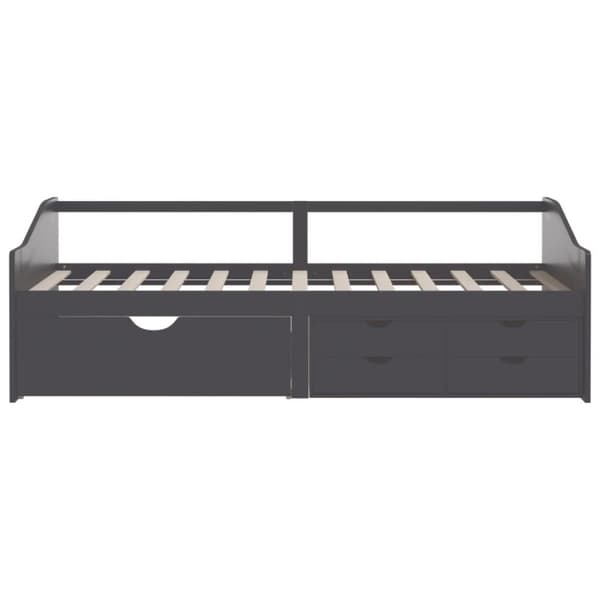 vidaXL Päivävuode 3-istuttava laatikoilla harmaa täysi mänty 90x200 cm