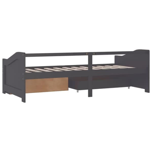 vidaXL Päivävuode 3-istuttava laatikoilla harmaa täysi mänty 90x200 cm