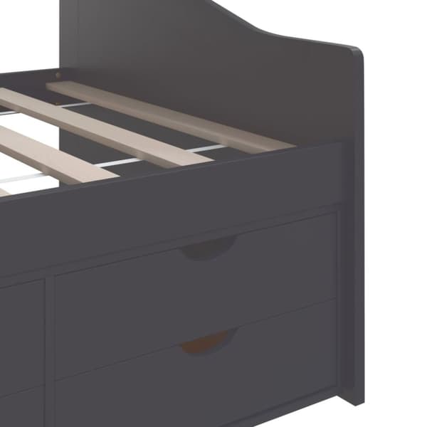 vidaXL Päivävuode 3-istuttava laatikoilla harmaa täysi mänty 90x200 cm