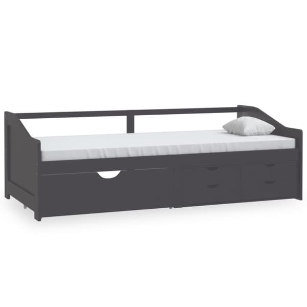 vidaXL Päivävuode 3-istuttava laatikoilla harmaa täysi mänty 90x200 cm