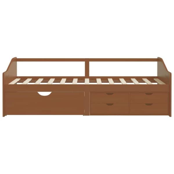 vidaXL Sengeramme 3 seter med skuffer heltre furu 90x200cm honningbrun