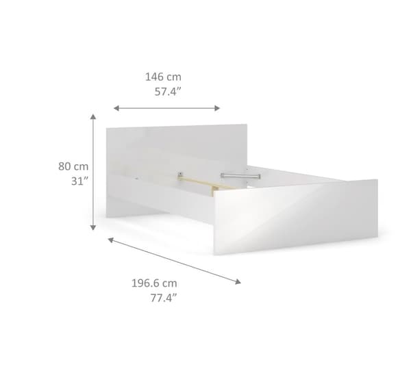Nada säng 140 * 190 cm vit hög glans.