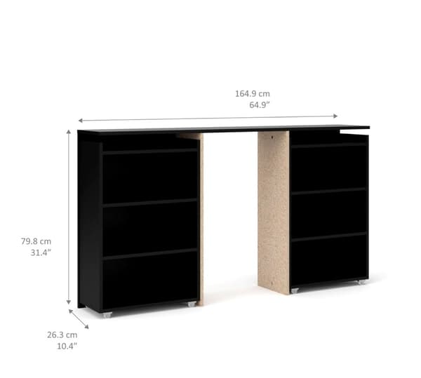 Nada hodegavl 160 cm med 4 hyller svart matt.