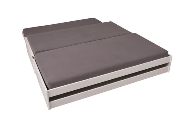 Lotved seng 90x200 cm, 3 soveplasser hvit.