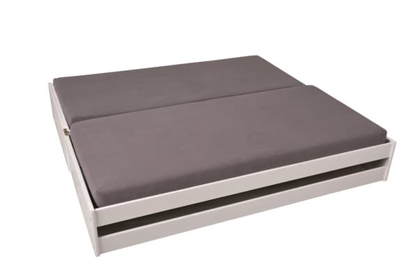 Lotved seng 90x200 cm, 3 soveplasser hvit.