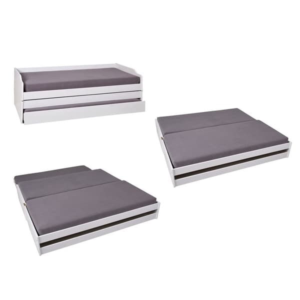 Lotved seng 90x200 cm, 3 soveplasser hvit.