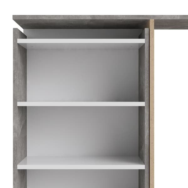 Nada hodegavl med oppbevaring 140 cm, betong dekor,hvit høyglans.