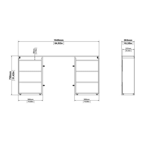 Nada sengegavl 160 cm 4 hyller Hickory dekor.