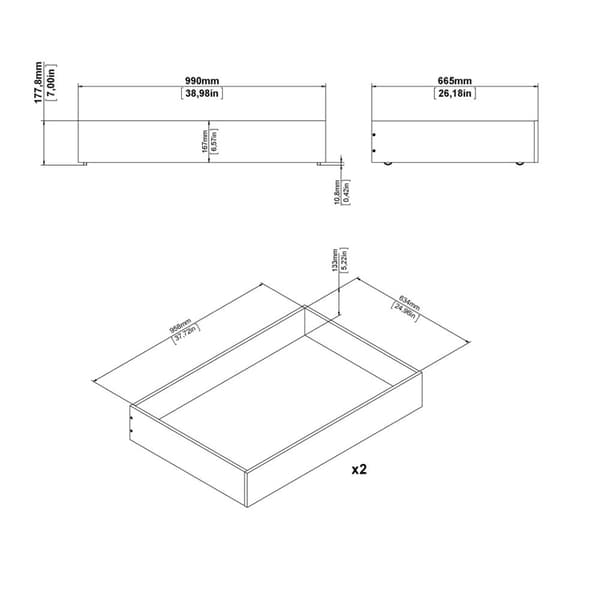 Nada  sengeskuff B99 cm 2 stk. Hickory dekor.