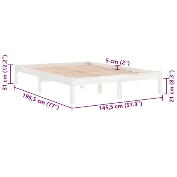 vidaXL sengestel 140x190 cm massivt fyrretræ hvid