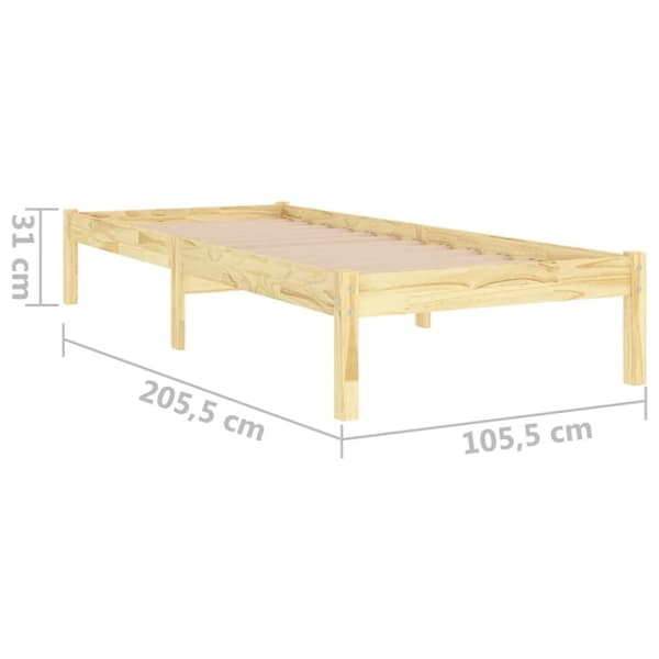 vidaXL Sängram massiv furu 100x200 cm