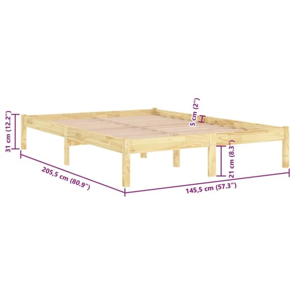 vidaXL Sängram massiv furu 140x200 cm