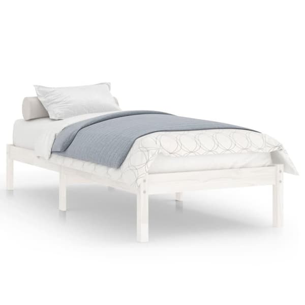 vidaXL Sängram vit massiv furu 100x200 cm