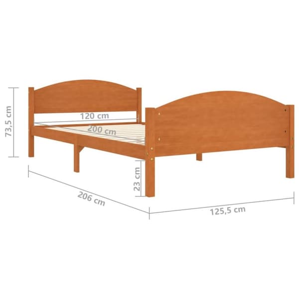 vidaXL Sengeramme honningbrun heltre furu 120x200 cm