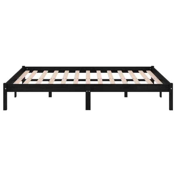 vidaXL sengestel 200x200 cm massivt fyrretræ sort