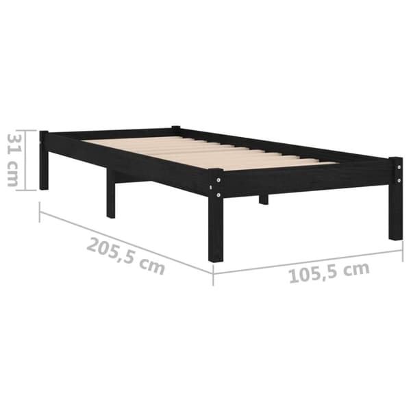 vidaXL Sengeramme svart heltre furu 100x200 cm