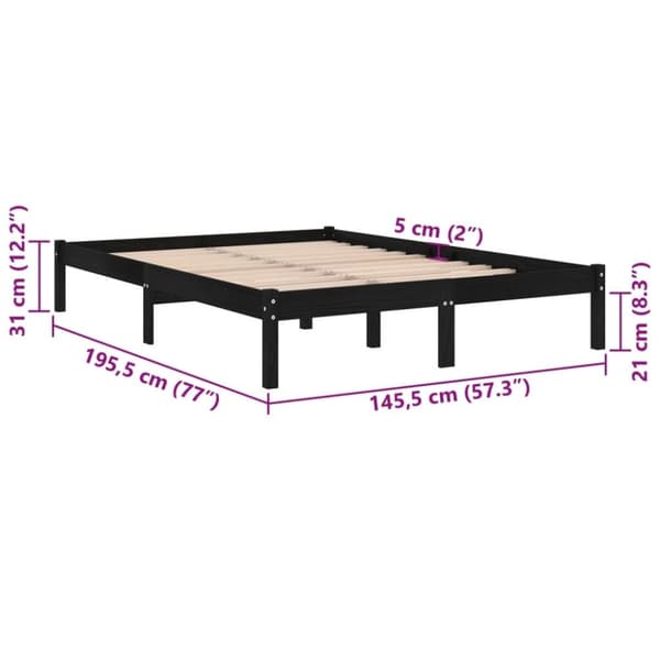 vidaXL sengestel 140x190 cm massivt fyrretræ sort