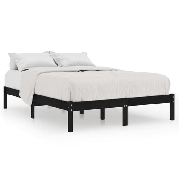 vidaXL sengestel 140x190 cm massivt fyrretræ sort