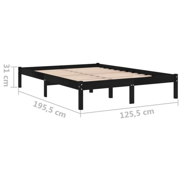 vidaXL sengeramme 120x190 cm Small Double massivt træ sort
