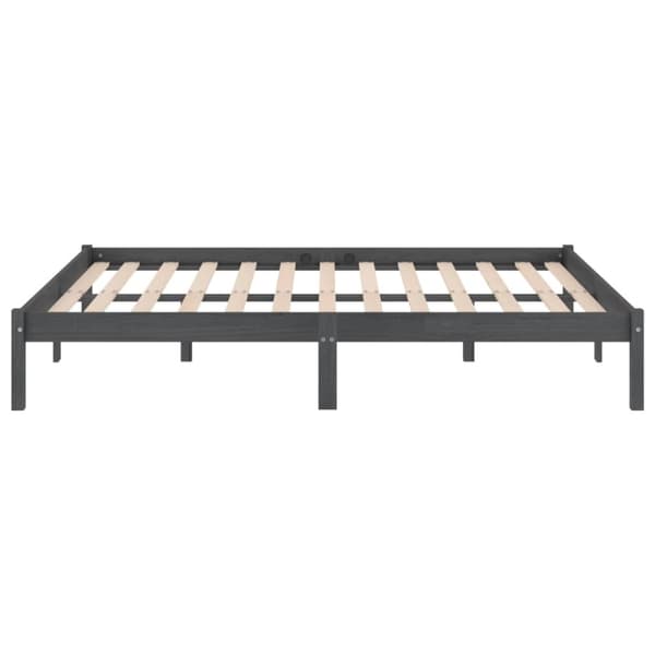 vidaXL sengeramme 150x200 cm King Size massivt fyrretræ grå