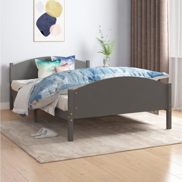 vidaXL Sengeramme mørkegrå heltre furu 120x200 cm