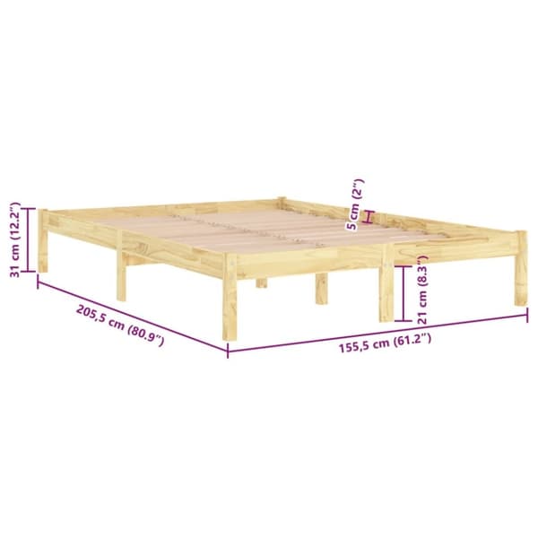 vidaXL Sängynrunko täysi mänty 150x200 cm King Size