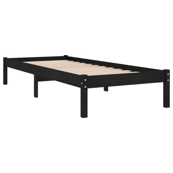 vidaXL Sängram svart massiv furu 75x190 cm