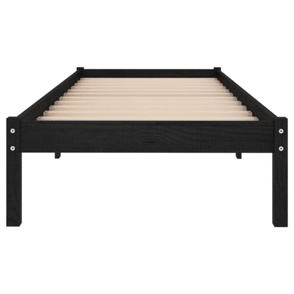 vidaXL Sängram svart massiv furu 75x190 cm