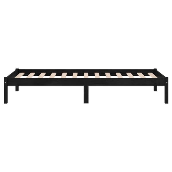 vidaXL Sängram svart massiv furu 75x190 cm