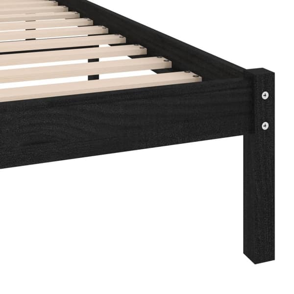 vidaXL Sängram svart massiv furu 75x190 cm