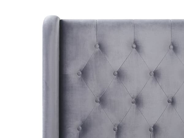 Harmaa samettinen sänky 160 x 200 cm sängynpääty kultaiset jalat moderni muotoilu