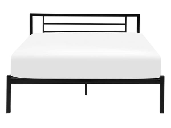 Seng Sort med Stel 140 x 200 cm Minimalistisk Metal Sengeramme med Integreret Lamelbund Lav Sengegavl Moderne Industriel Design Soveværelse