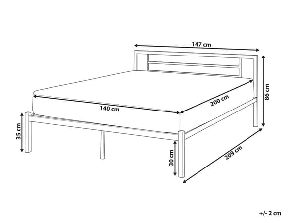Dubbelsäng 160 x 200 cm Vit Sängram Metall Industriell