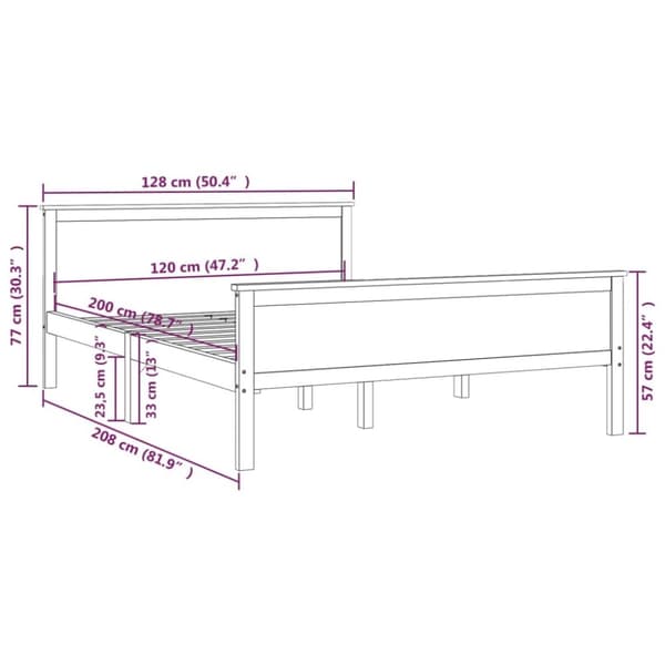 vidaXL Sengeramme heltre furu 120x200 cm