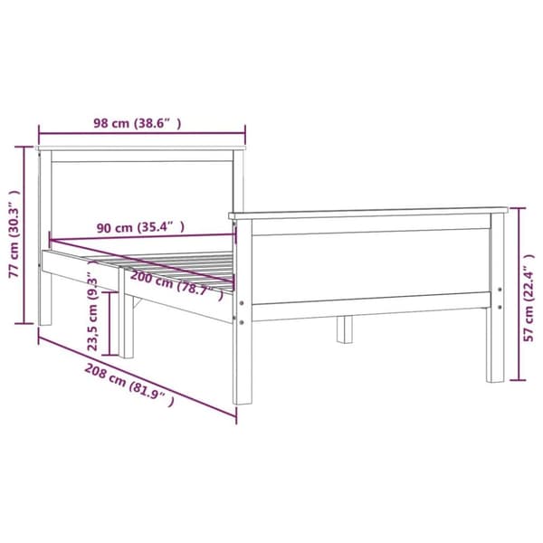 vidaXL sengestel 90x200 cm massivt fyrretræ