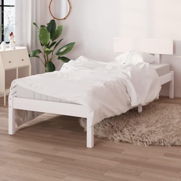 vidaXL Sengeramme hvit heltre 75x190 cm Small Single