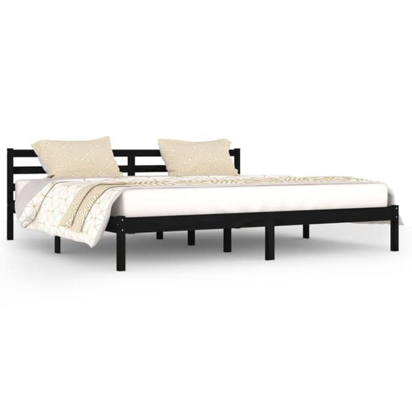vidaXL Sengeramme heltre furu 200x200 cm svart