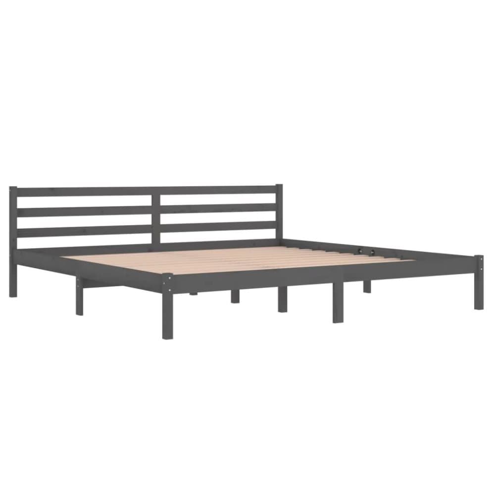 vidaXL Sängram massiv furu 200x200 cm grå