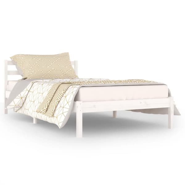 vidaXL Sengeramme heltre furu 100x200 cm hvit