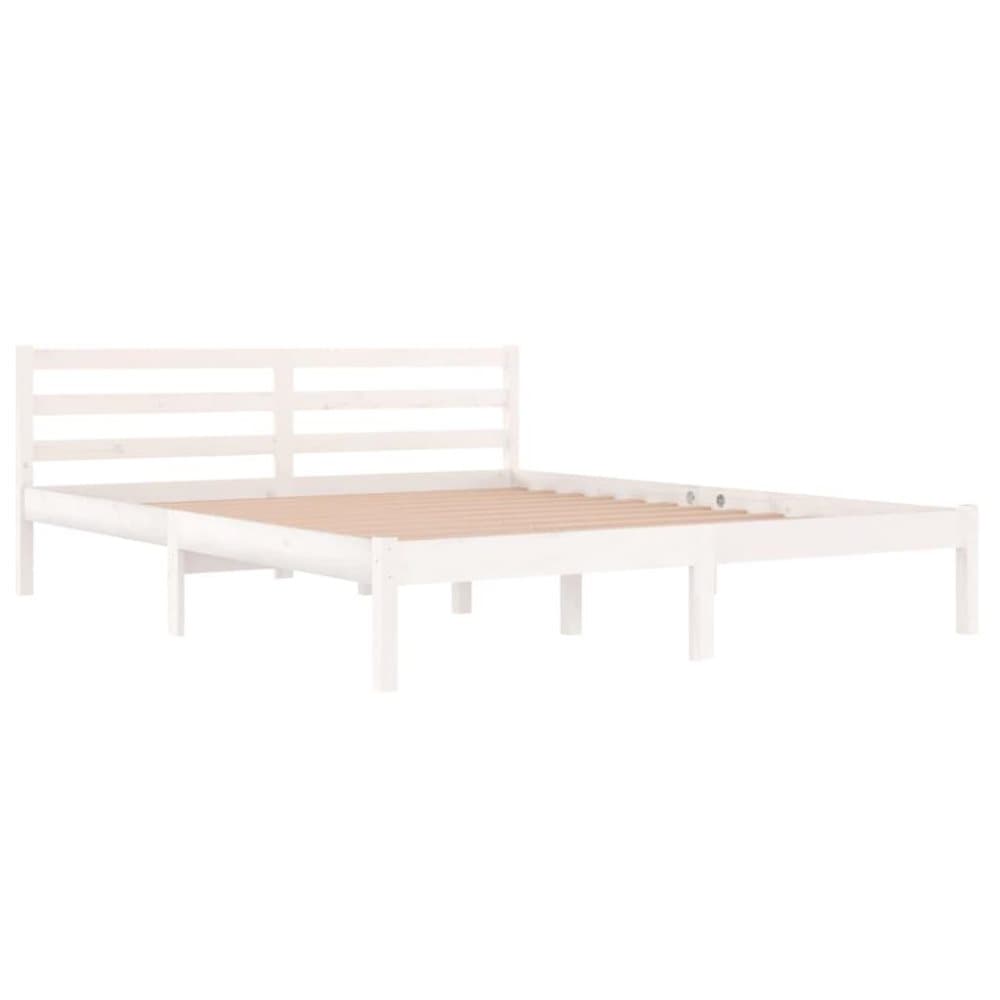 vidaXL Sängram massiv furu 160x200 cm vit